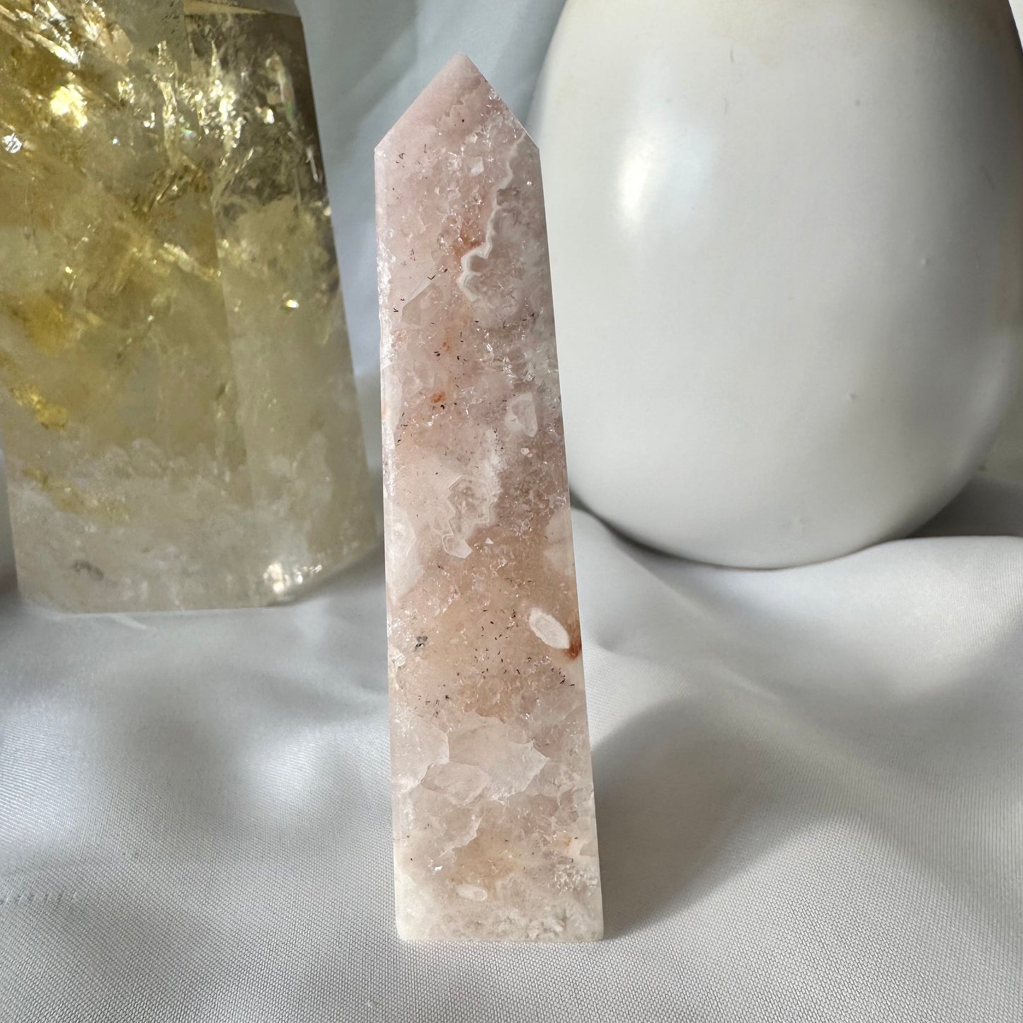 Pink Amethyst and Flower Agate Point (AF) 9.5cm