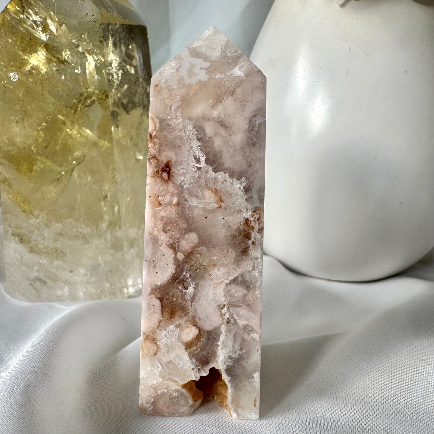 Pink Amethyst and Flower Agate Point (Z) 9cm