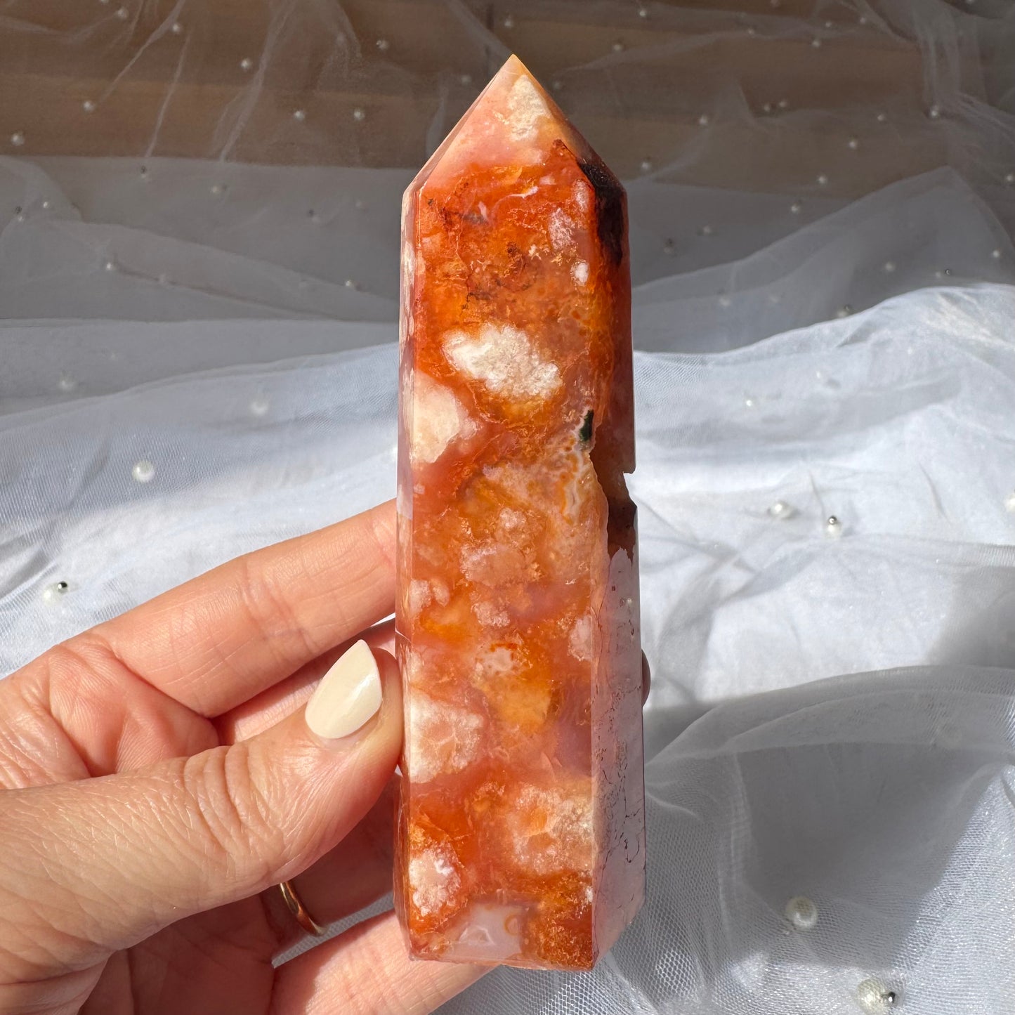 Carnelian and Flower Agate Tower