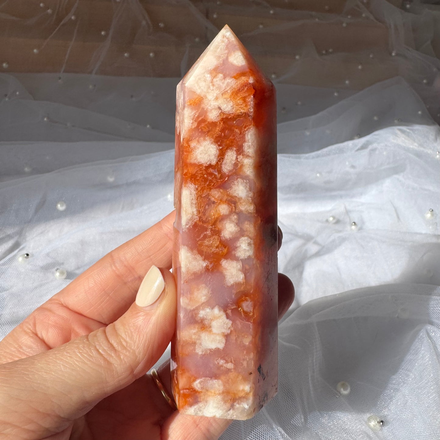 Carnelian and Flower Agate Tower