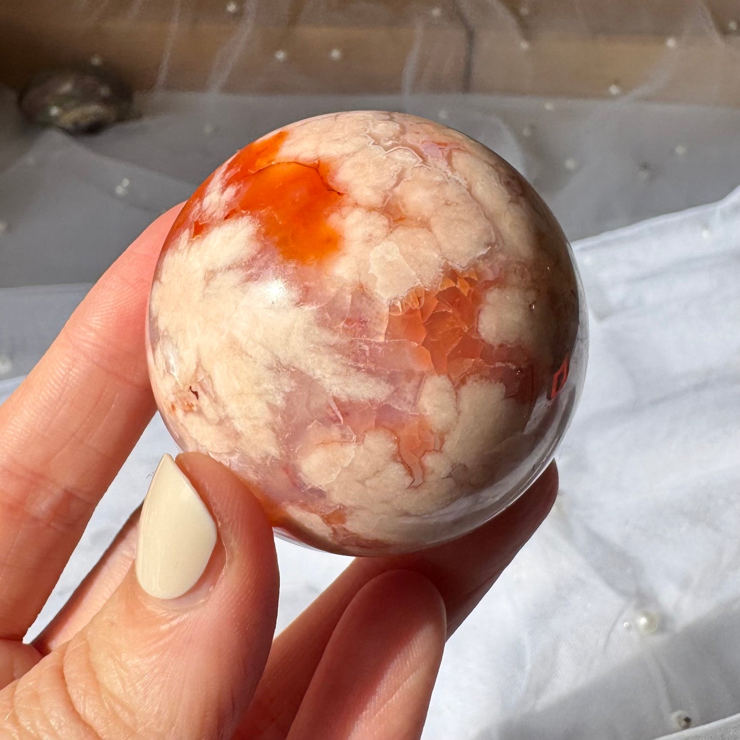 Carnelian and Flower Agate Sphere