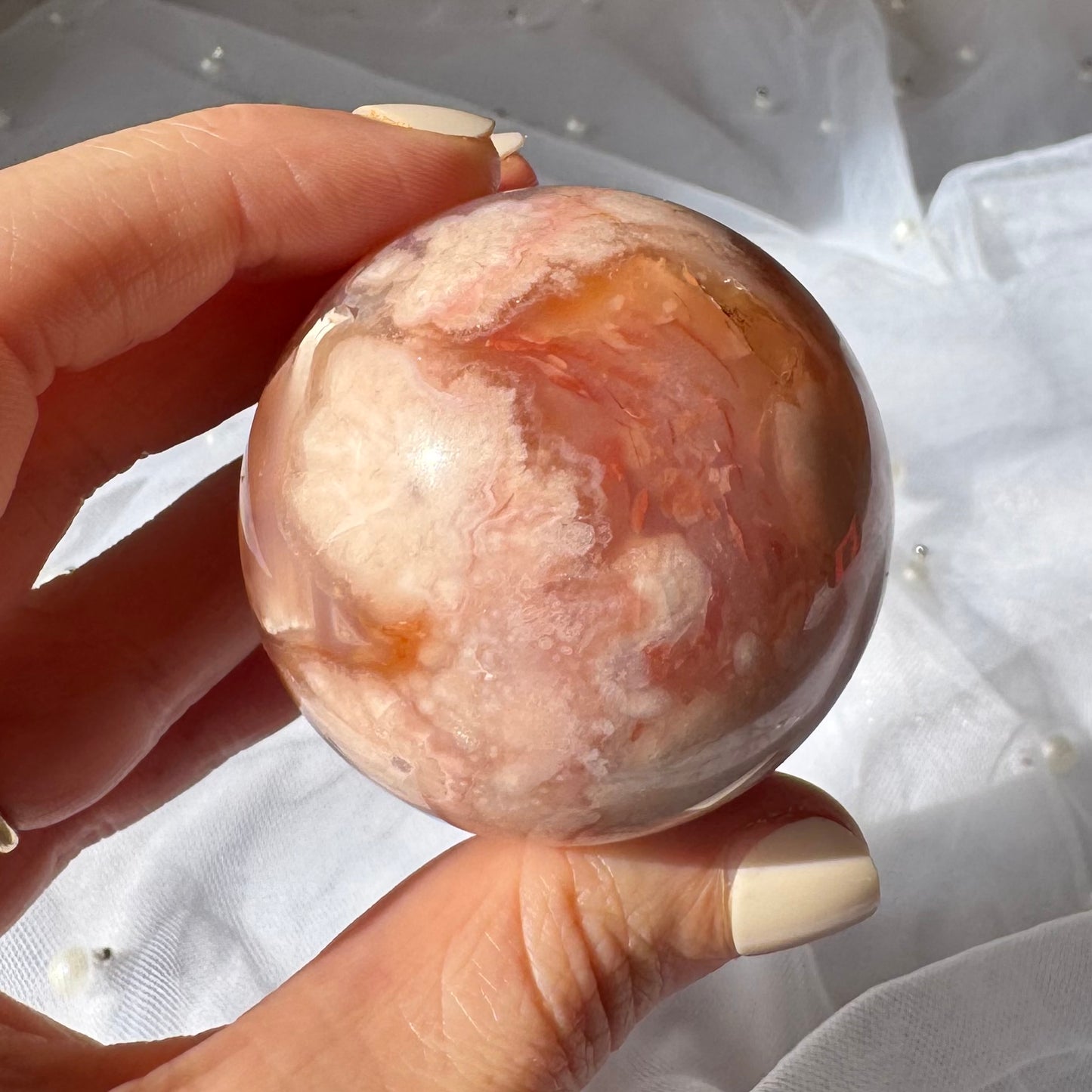 Carnelian and Flower Agate Sphere