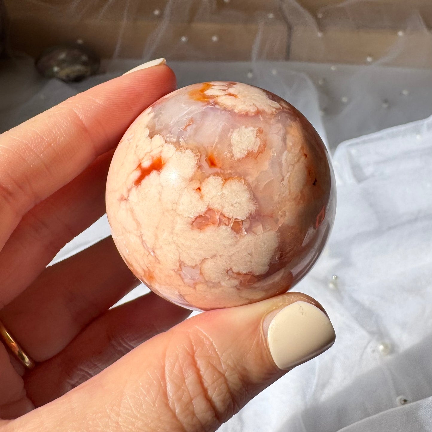 Carnelian and Flower Agate Sphere