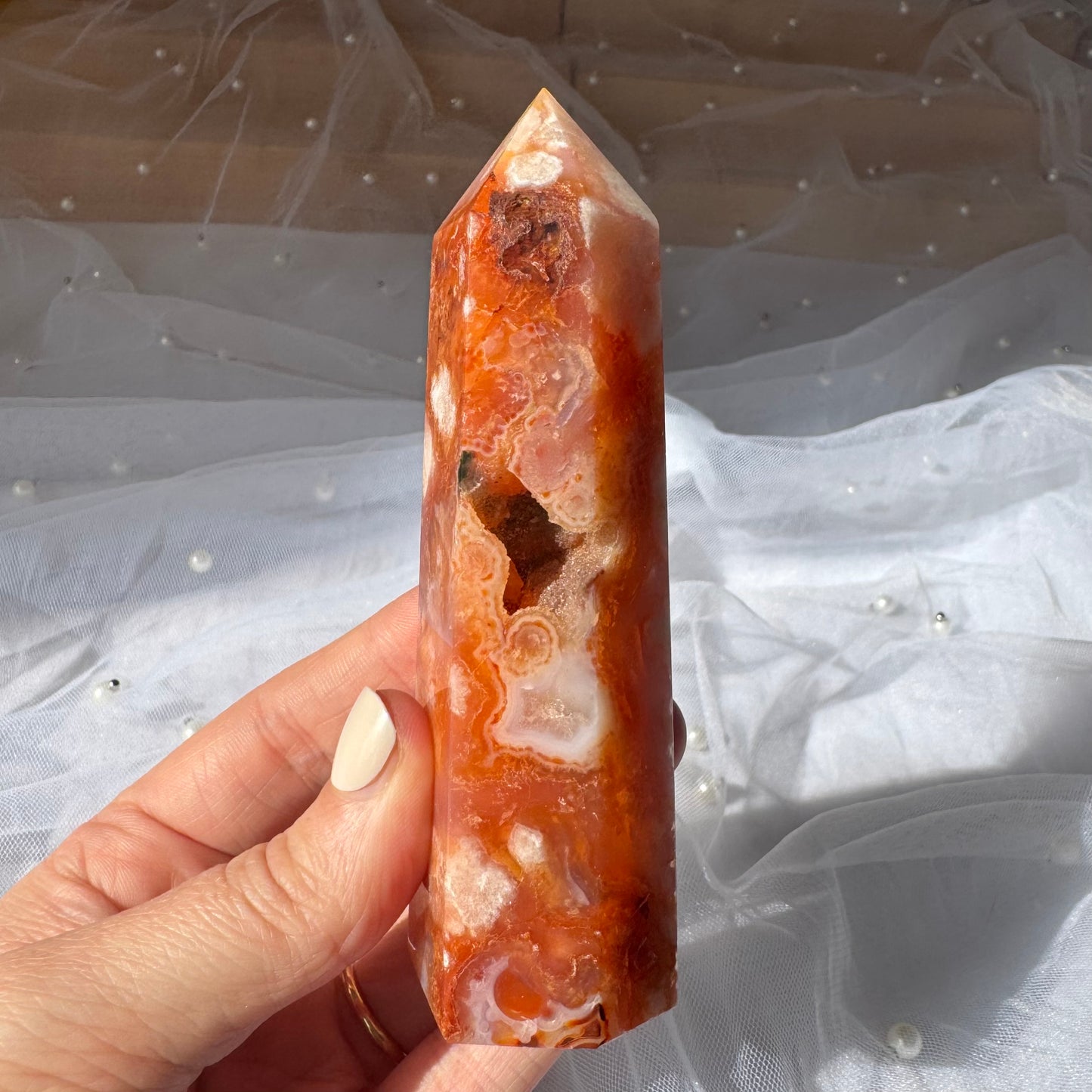 Carnelian and Flower Agate Tower