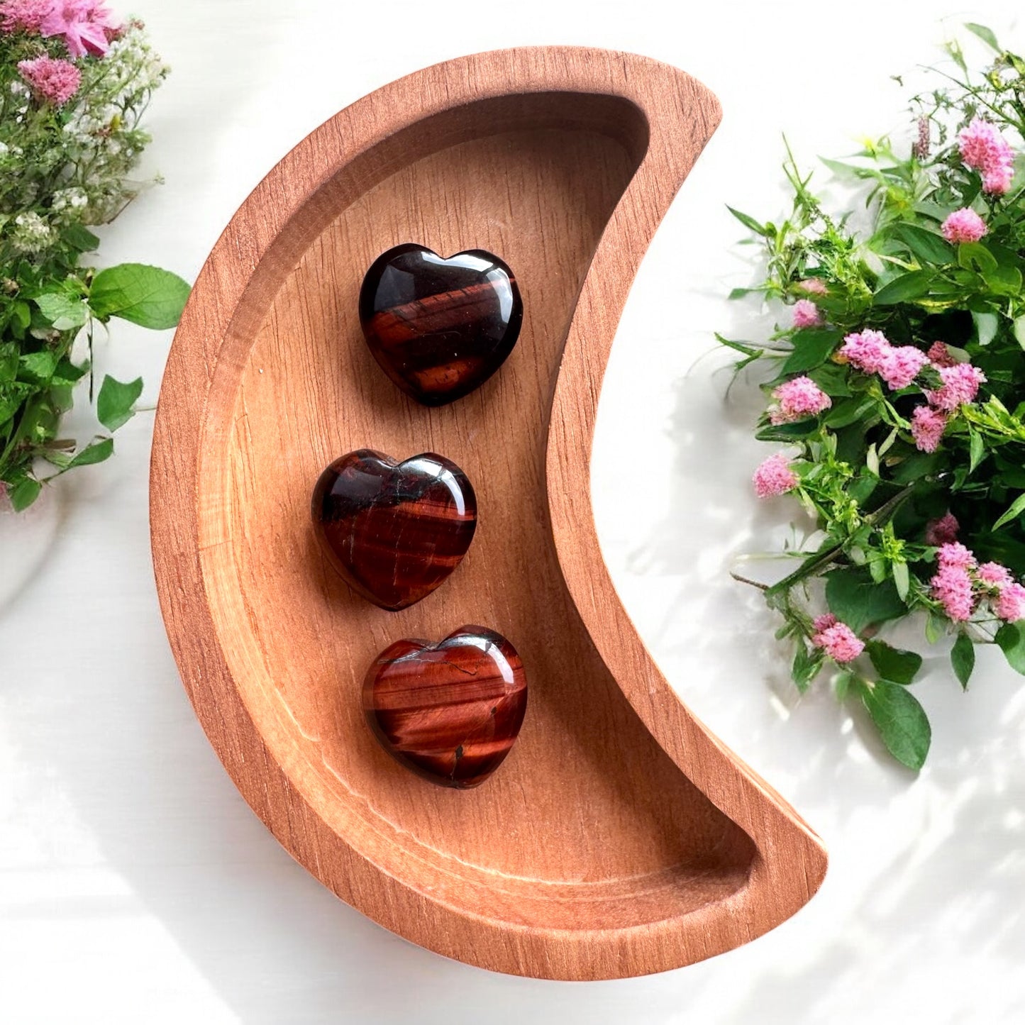 Red Tigers Eye Heart Carvings