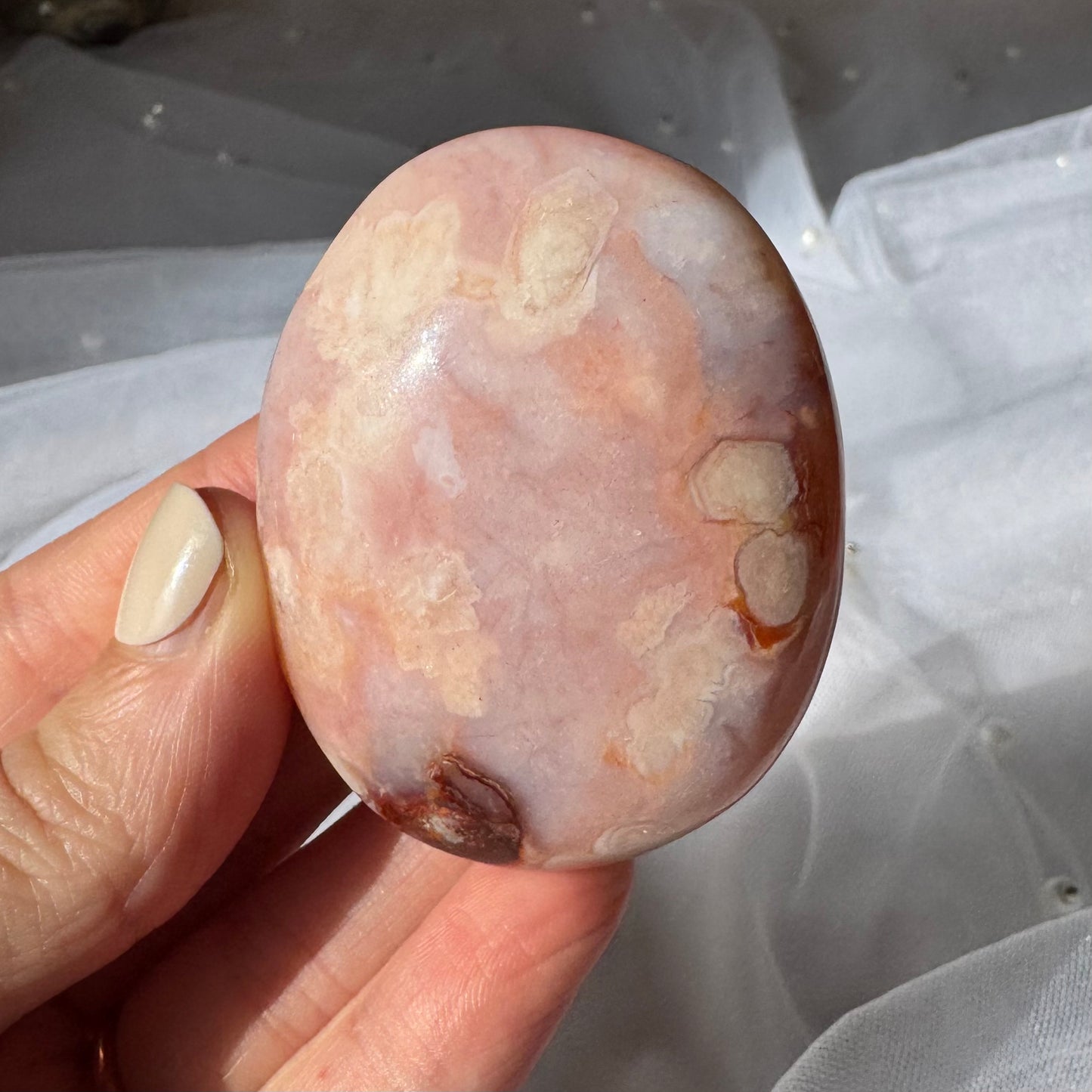 Carnelian and Flower Agate Palmstone