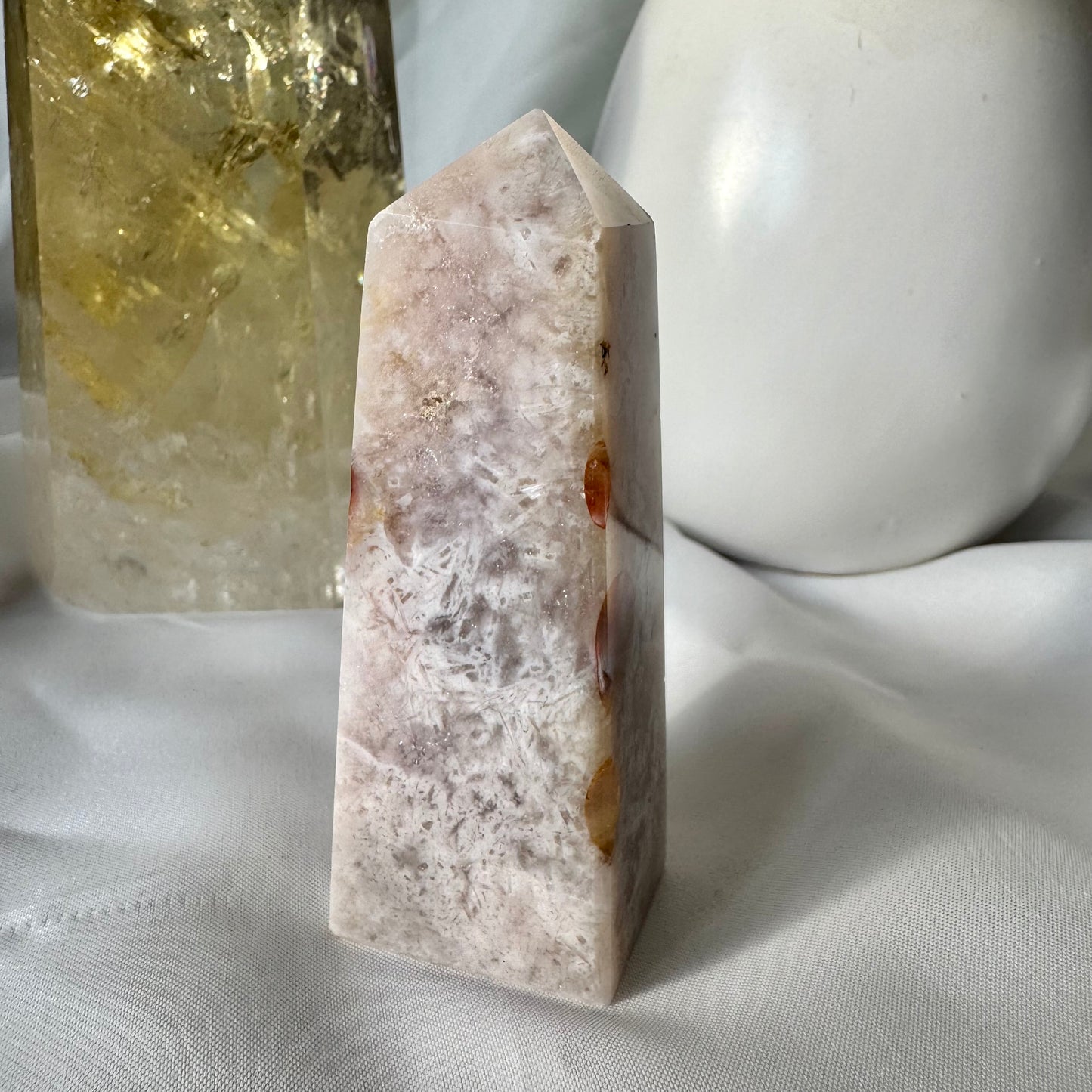 Pink Amethyst and Flower Agate Point (BB) 8.5cm