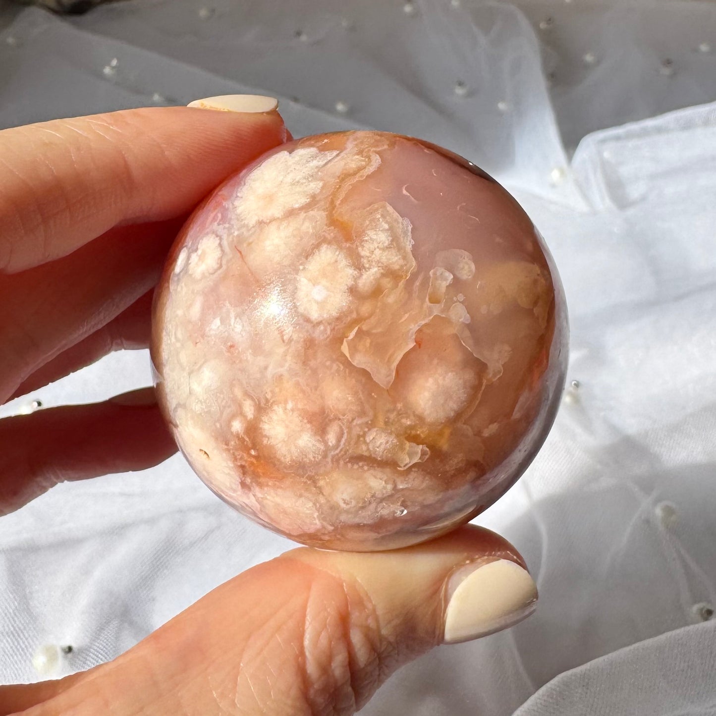 Carnelian and Flower Agate Sphere