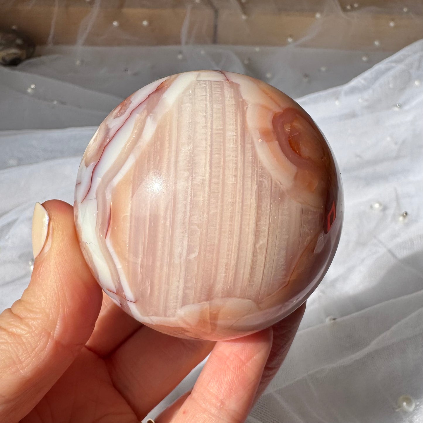 Carnelian and Flower Agate Sphere