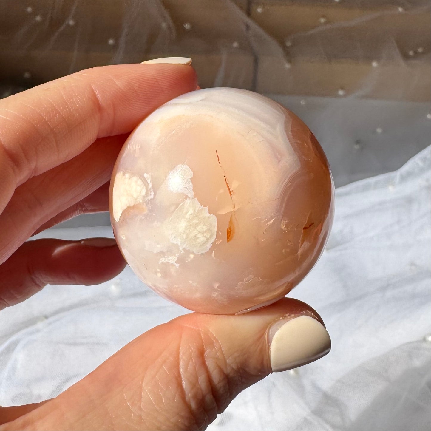 Carnelian and Flower Agate Sphere