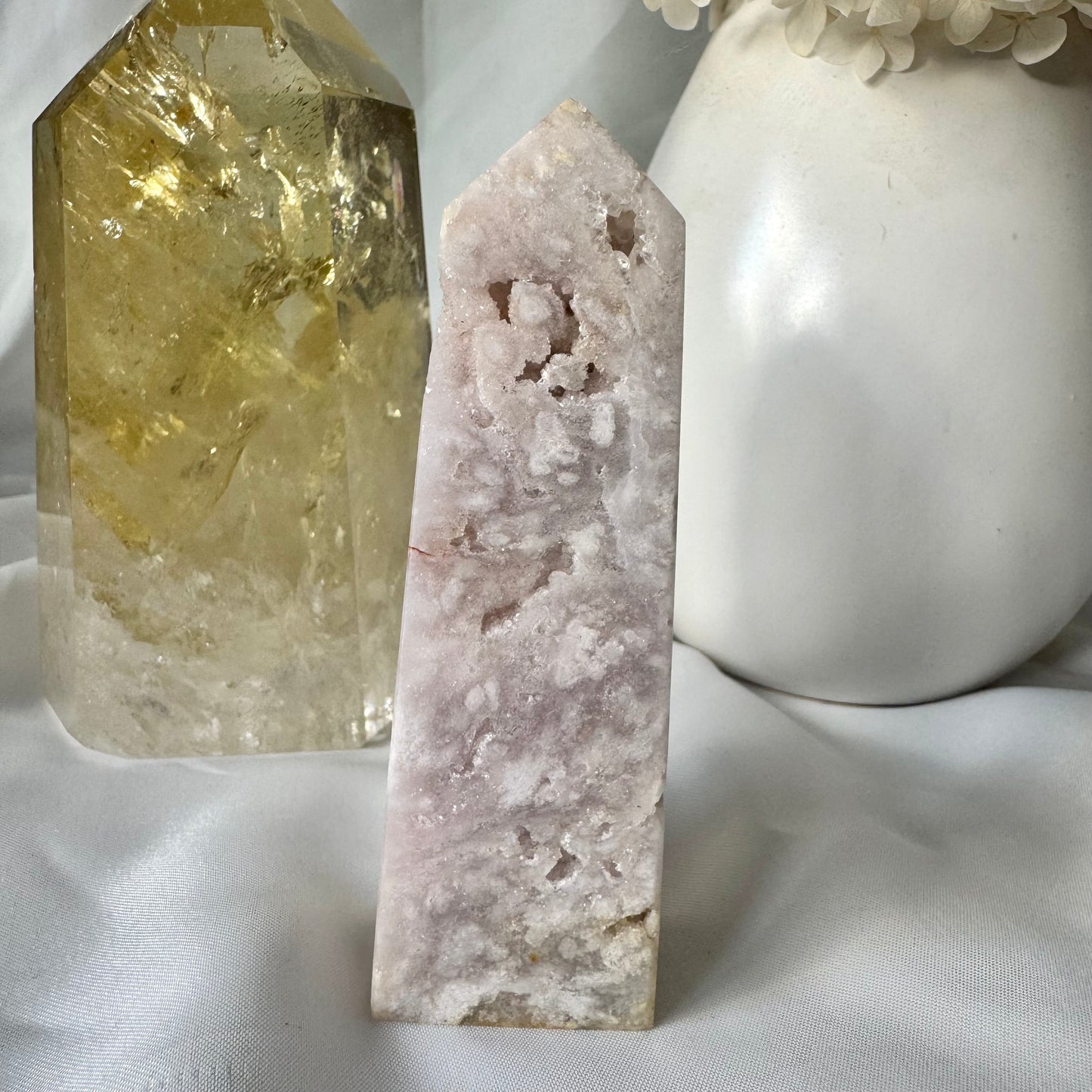 Pink Amethyst and Flower Agate Point (T) 10cm