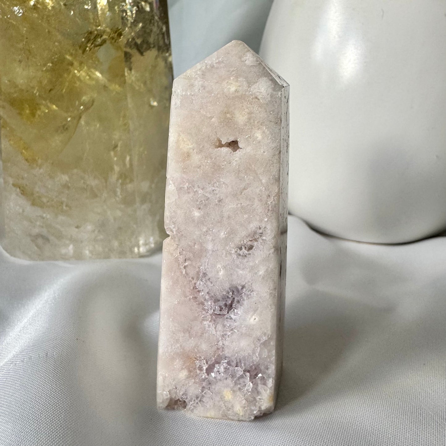 Pink Amethyst and Flower Agate Point (K) 7.5cm