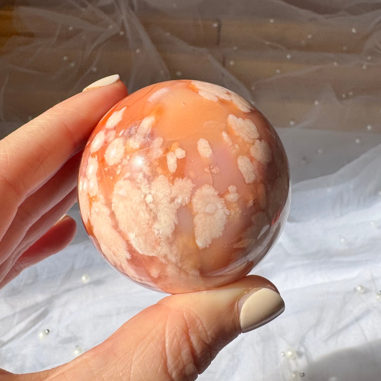 Carnelian and Flower Agate Sphere