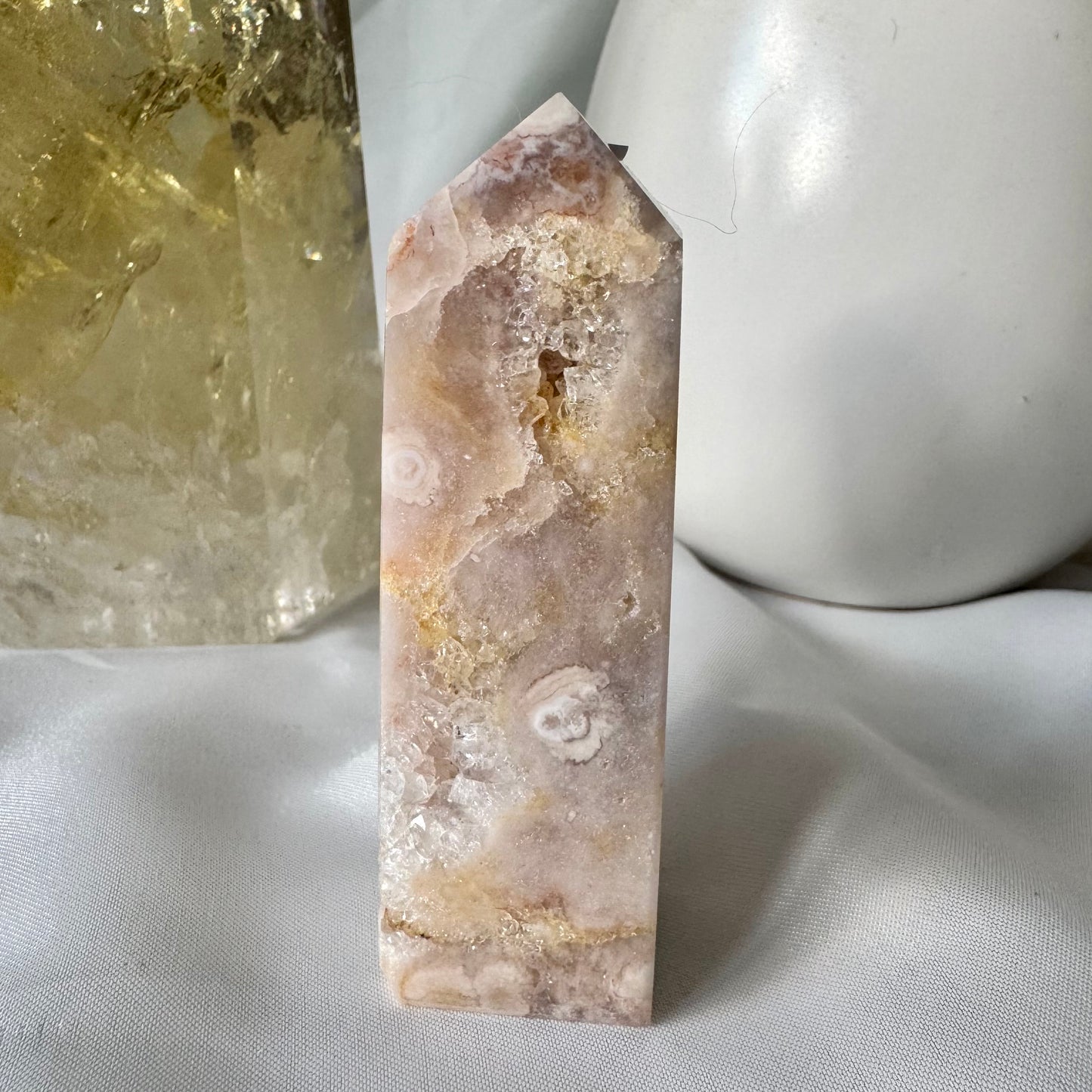 Pink Amethyst and Flower Agate Point (o) 8cm