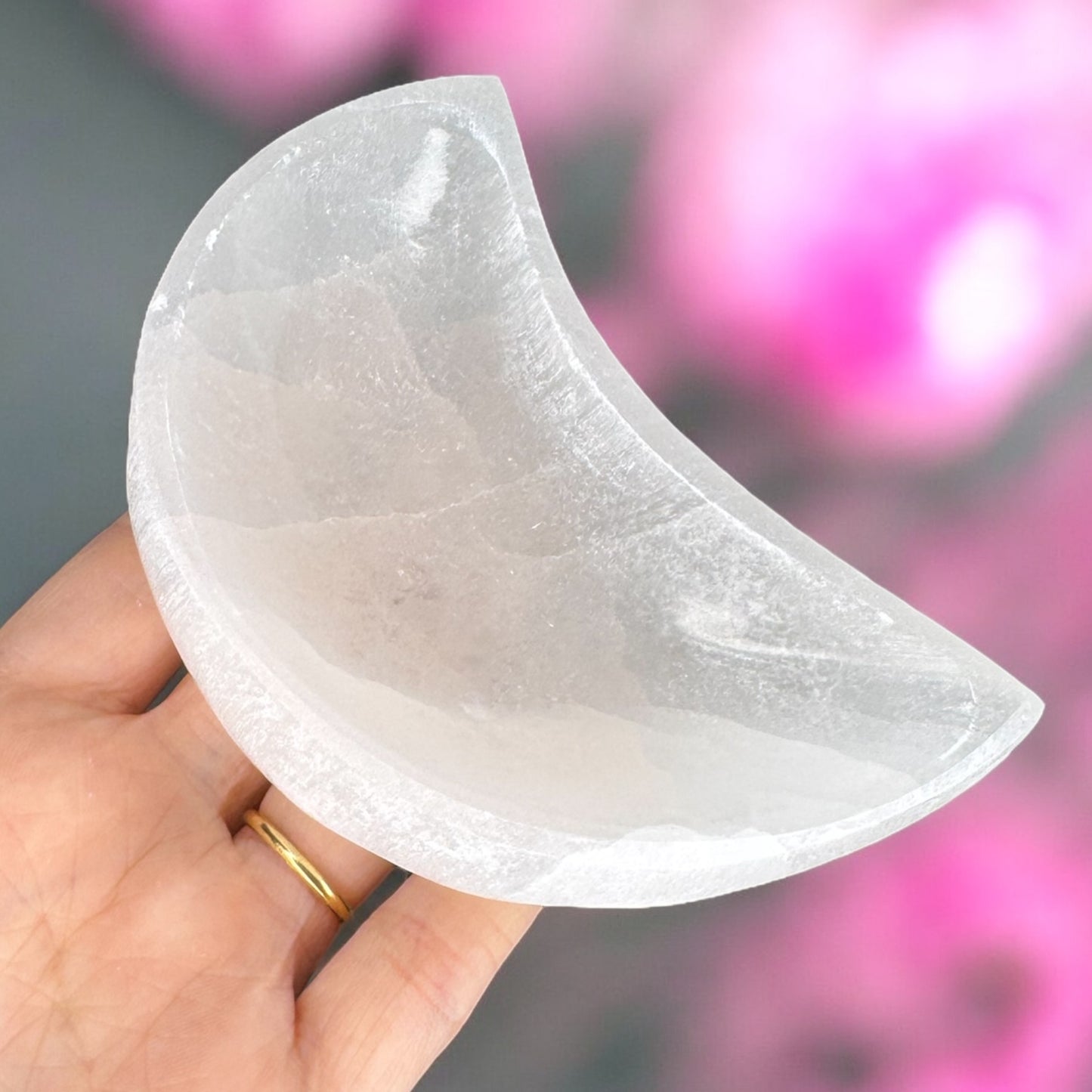 Moon Selenite Bowl (10cm) - Intuitively Chosen
