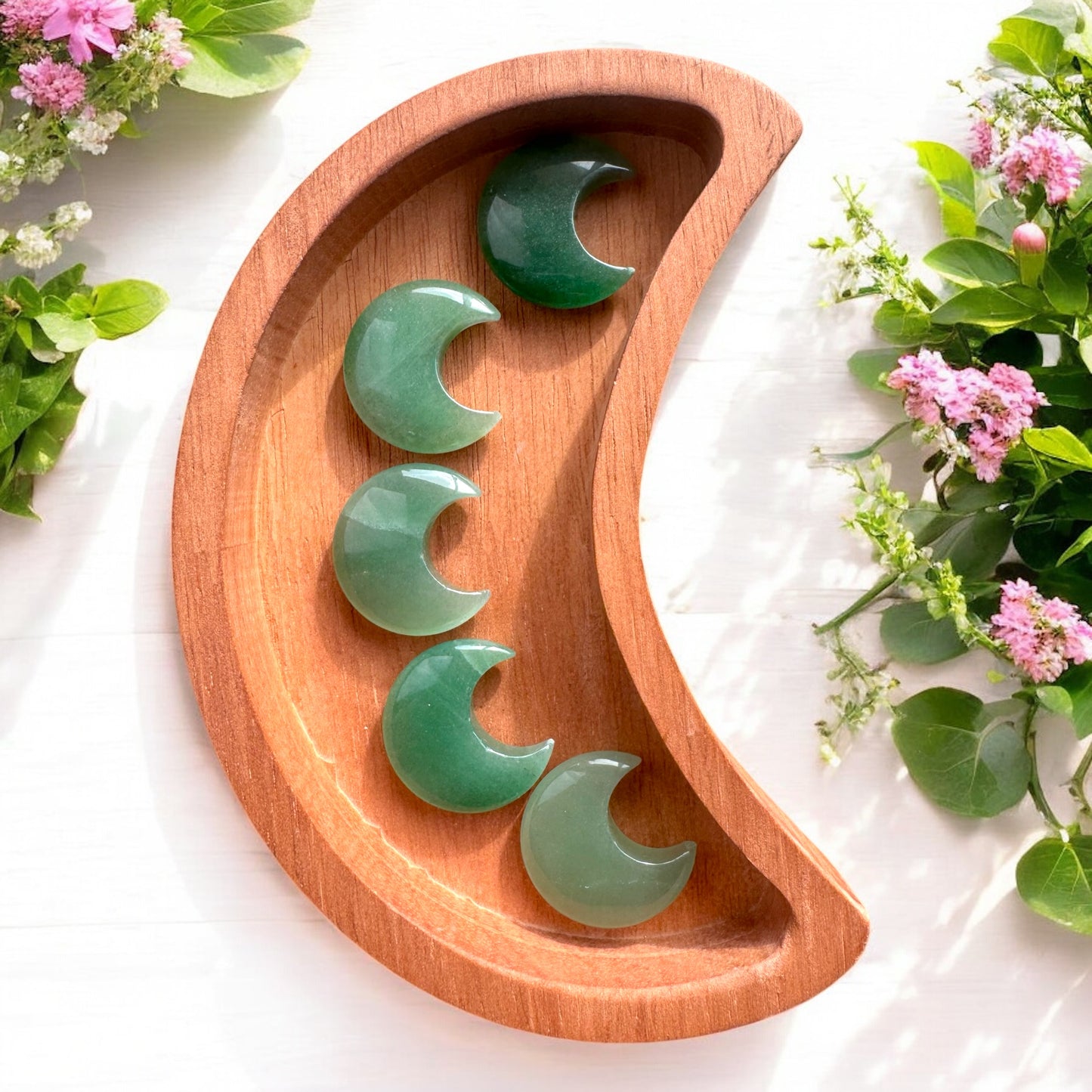 Green Aventurine Moon Carvings