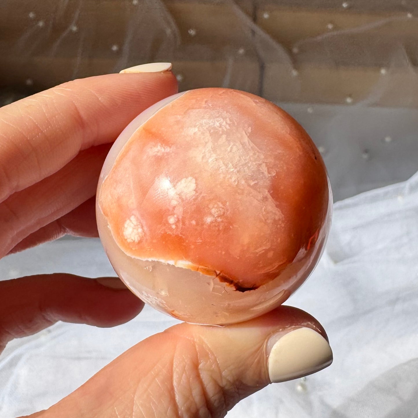 Carnelian and Flower Agate Sphere