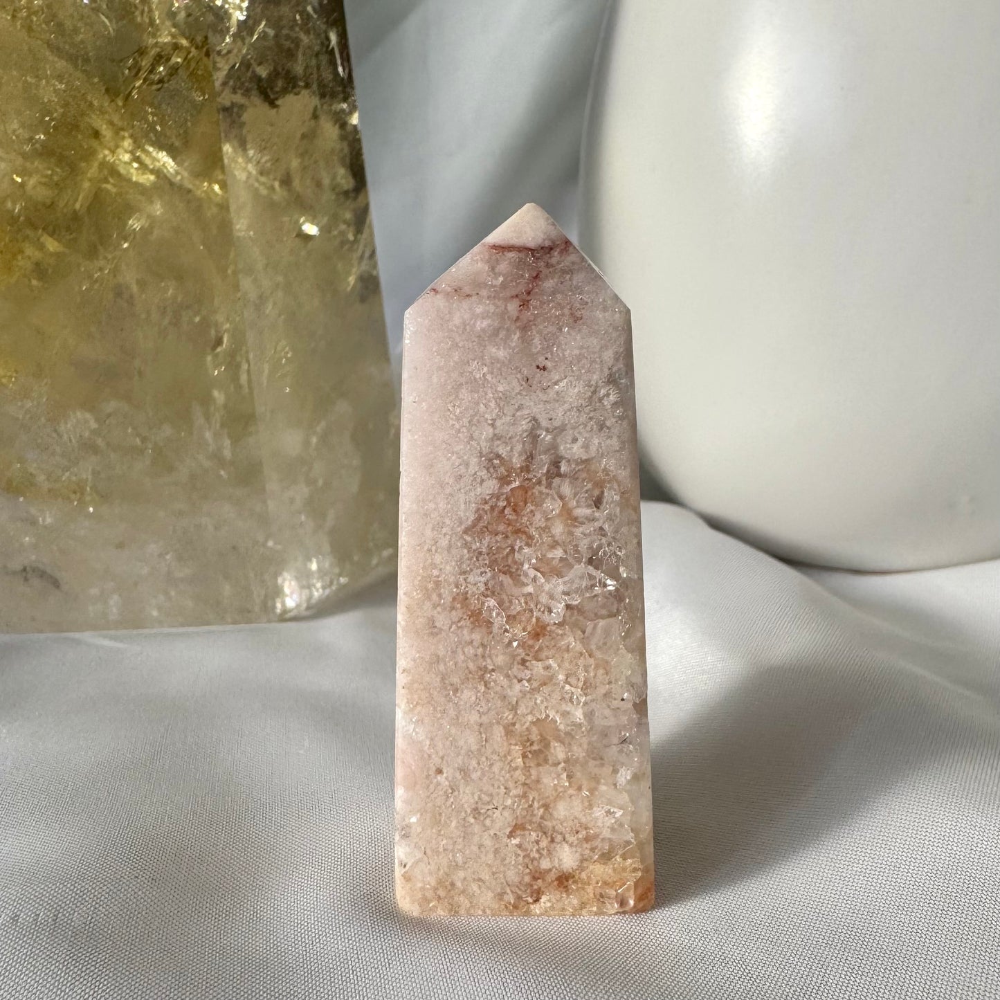 Pink Amethyst and Flower Agate Point (CC) 6cm