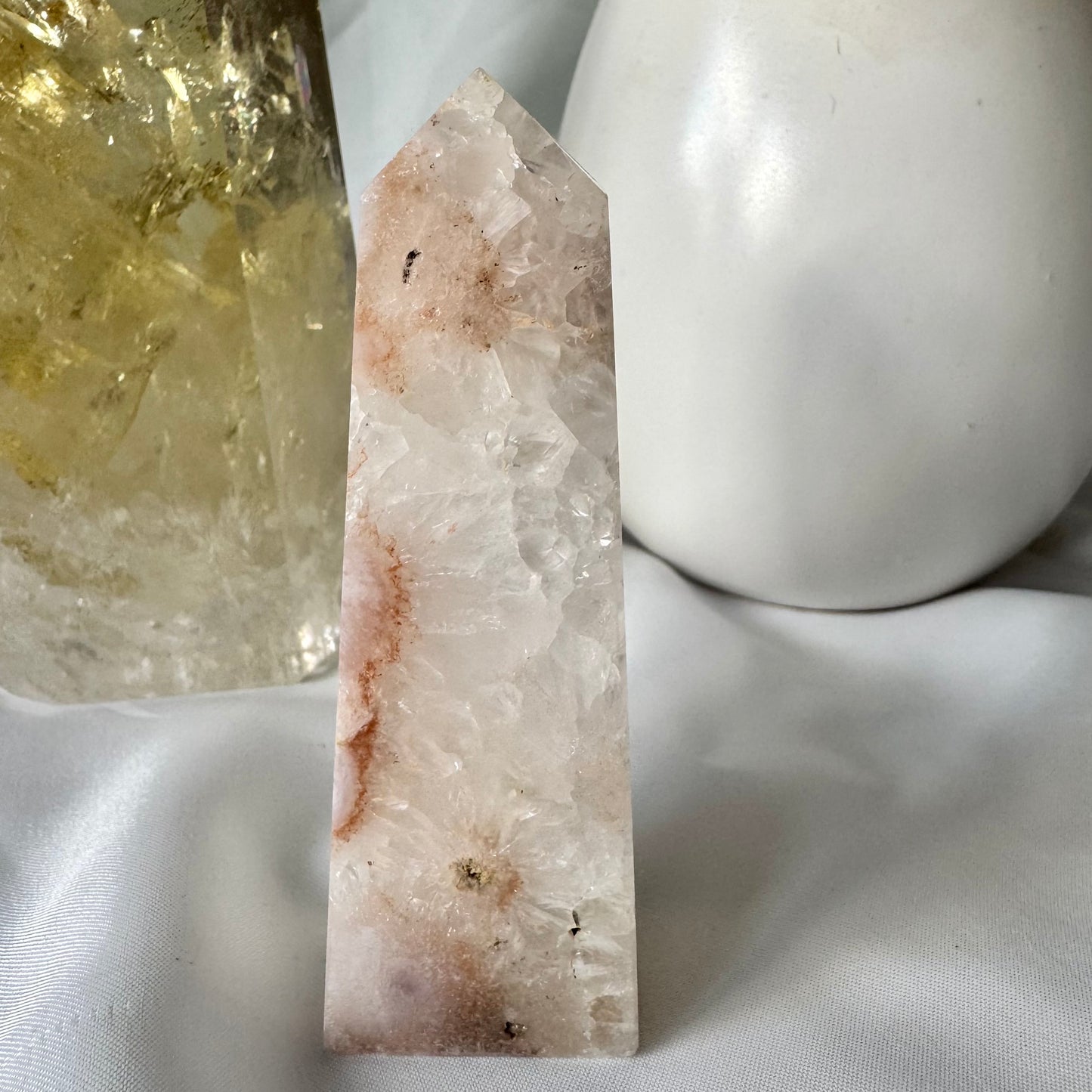 Pink Amethyst and Flower Agate Point (G) 9.5cm