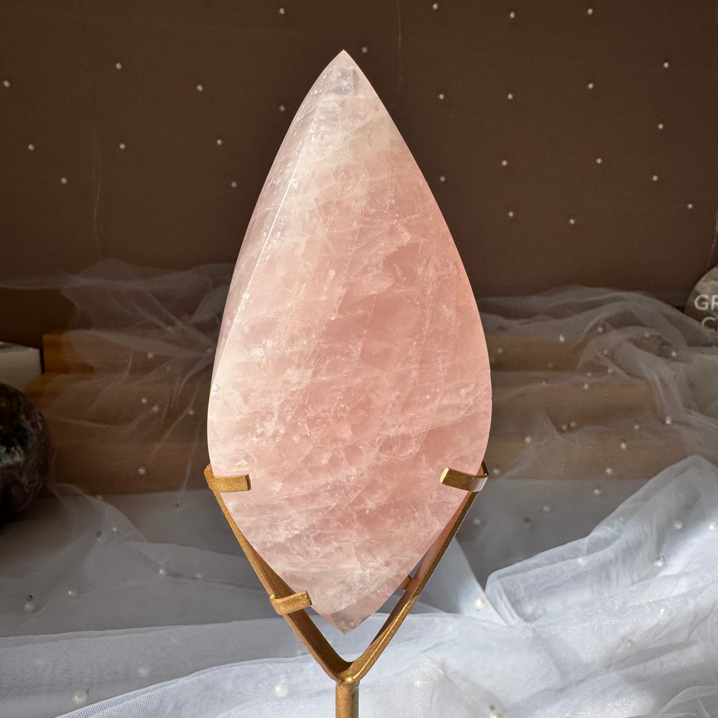 Rose Quartz Flame on Stand