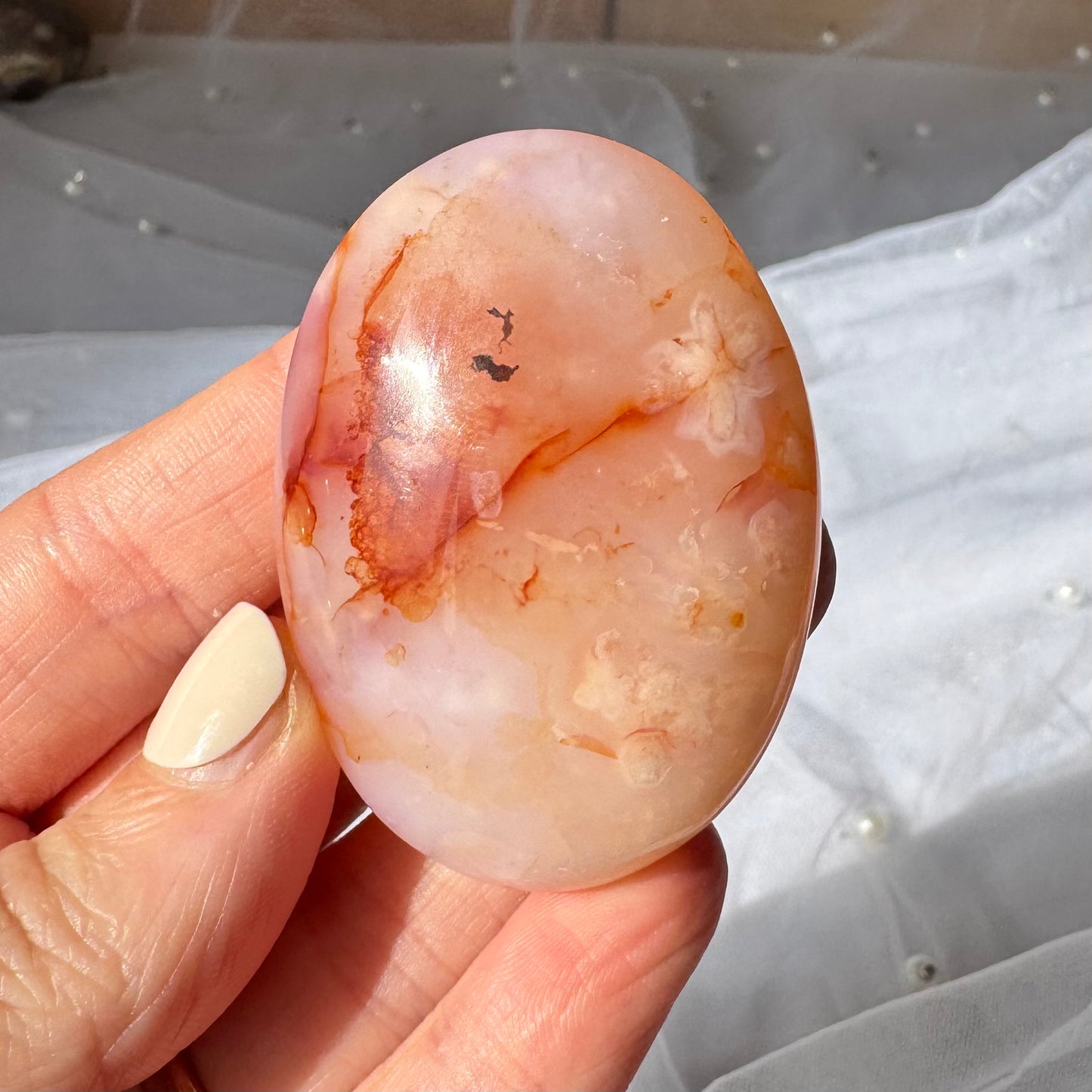 Carnelian and Flower Agate Palmstone