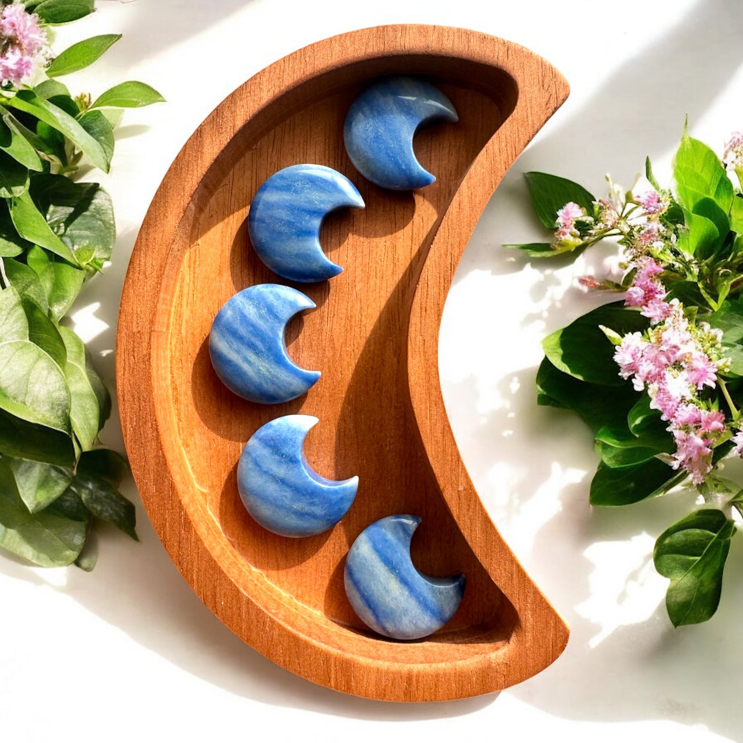 Blue Aventurine Moon Carvings