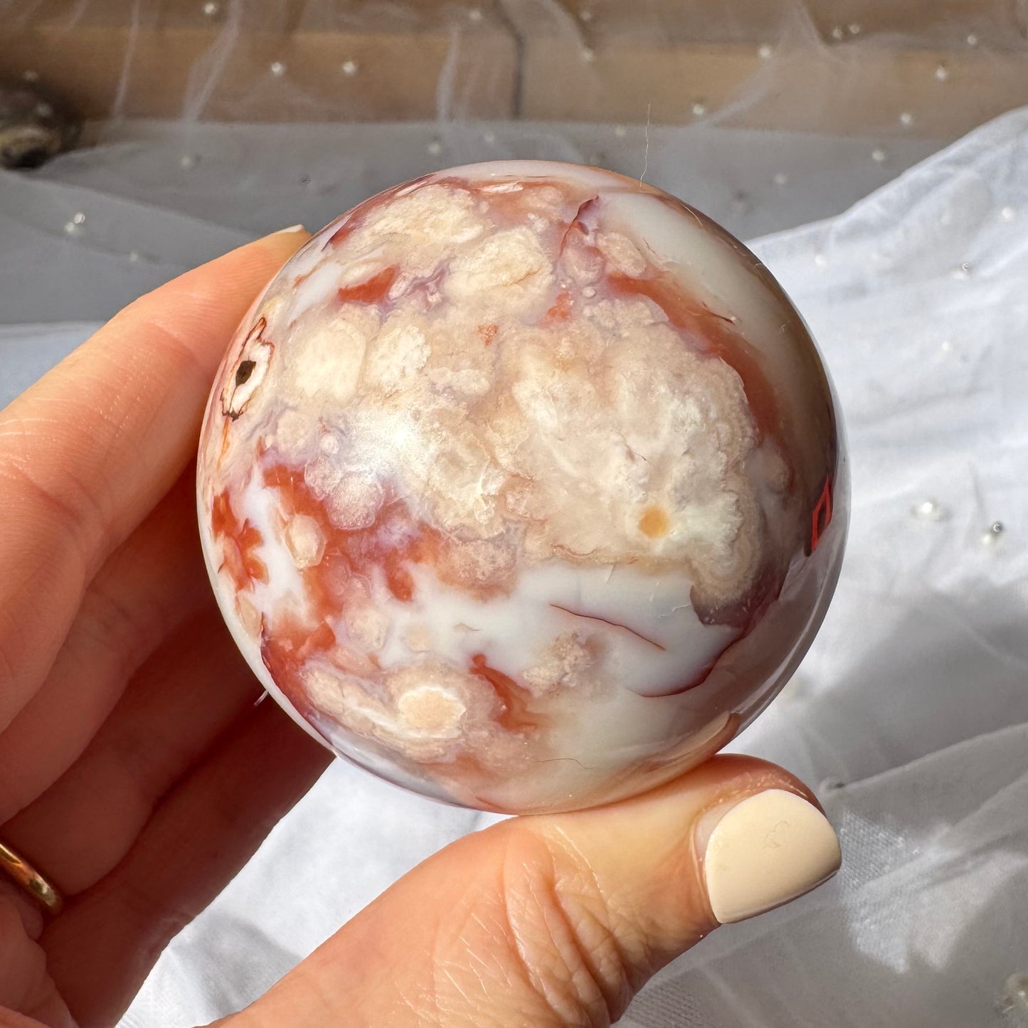 Carnelian and Flower Agate Sphere