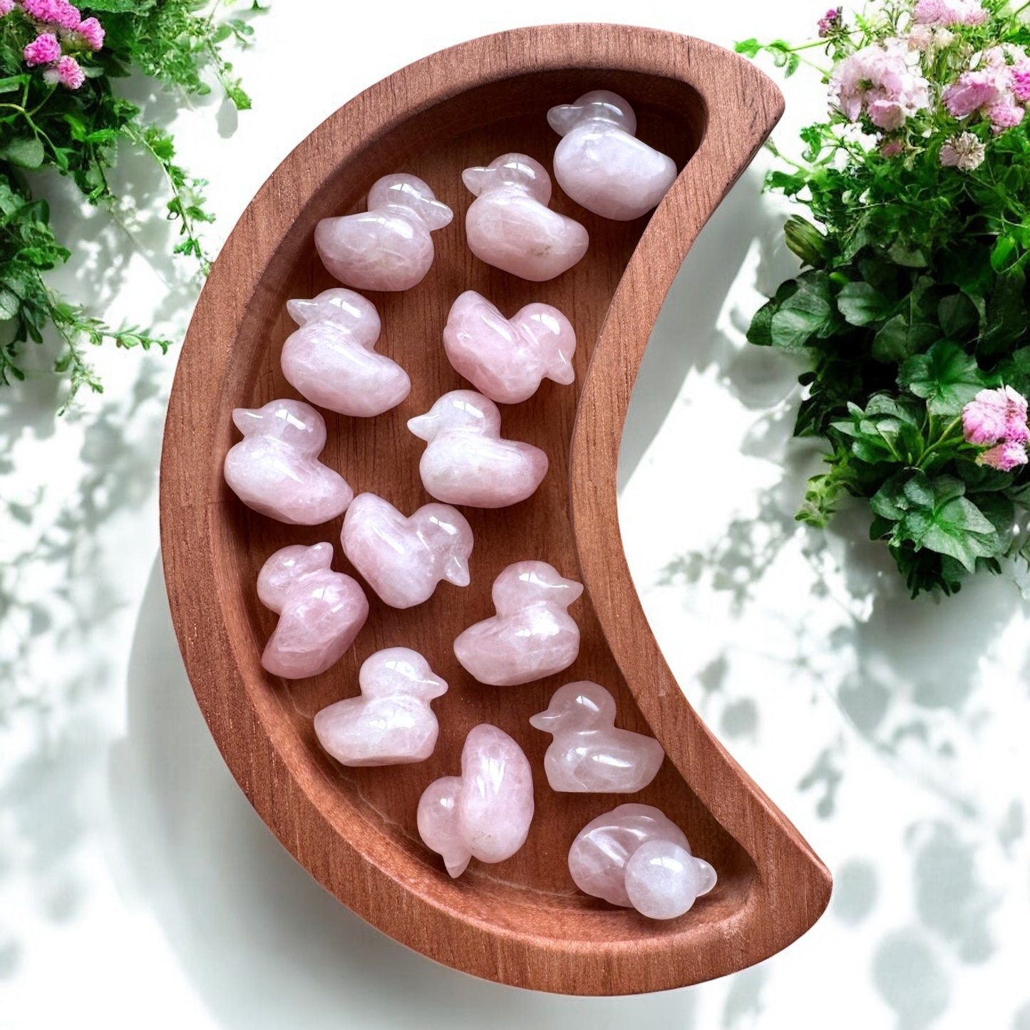Mini Rose Quartz Duck Carvings