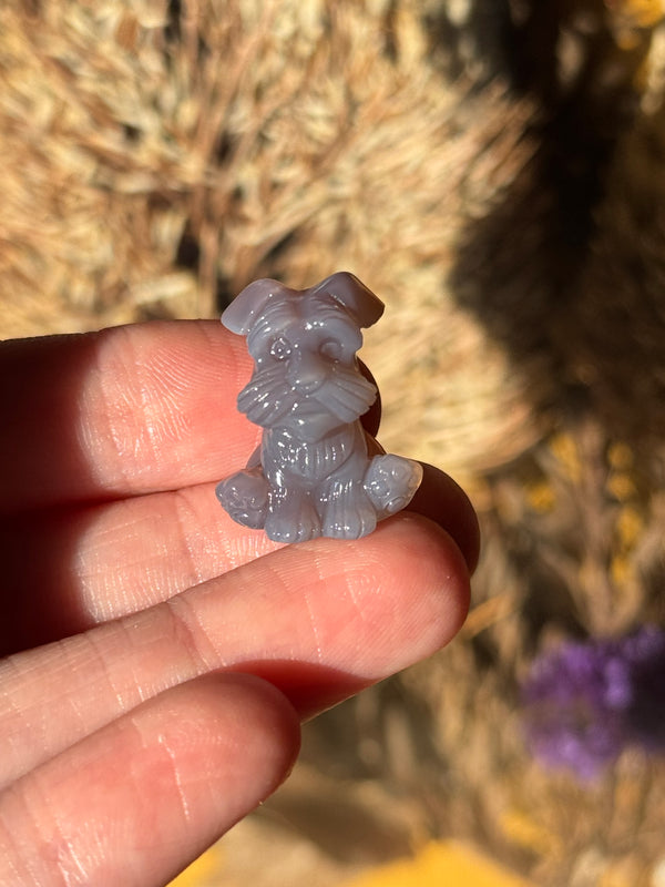 Alashan Agate Mini Dog Carving