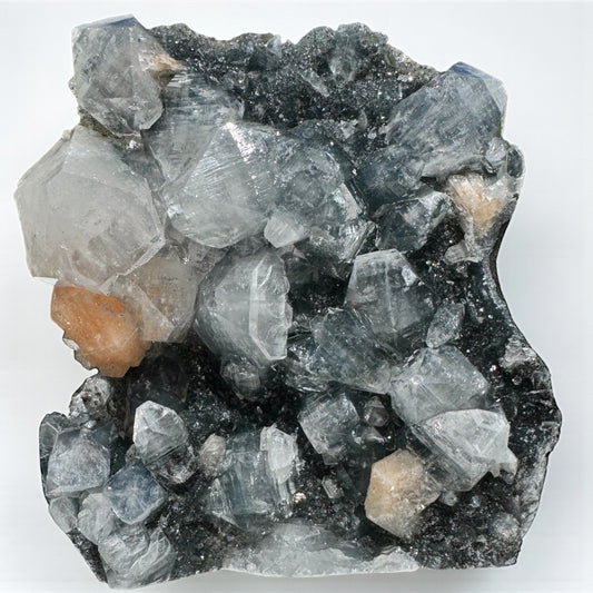 Druzy Black Chalcedony with Apophyllite and Peach Stilbite Specimen