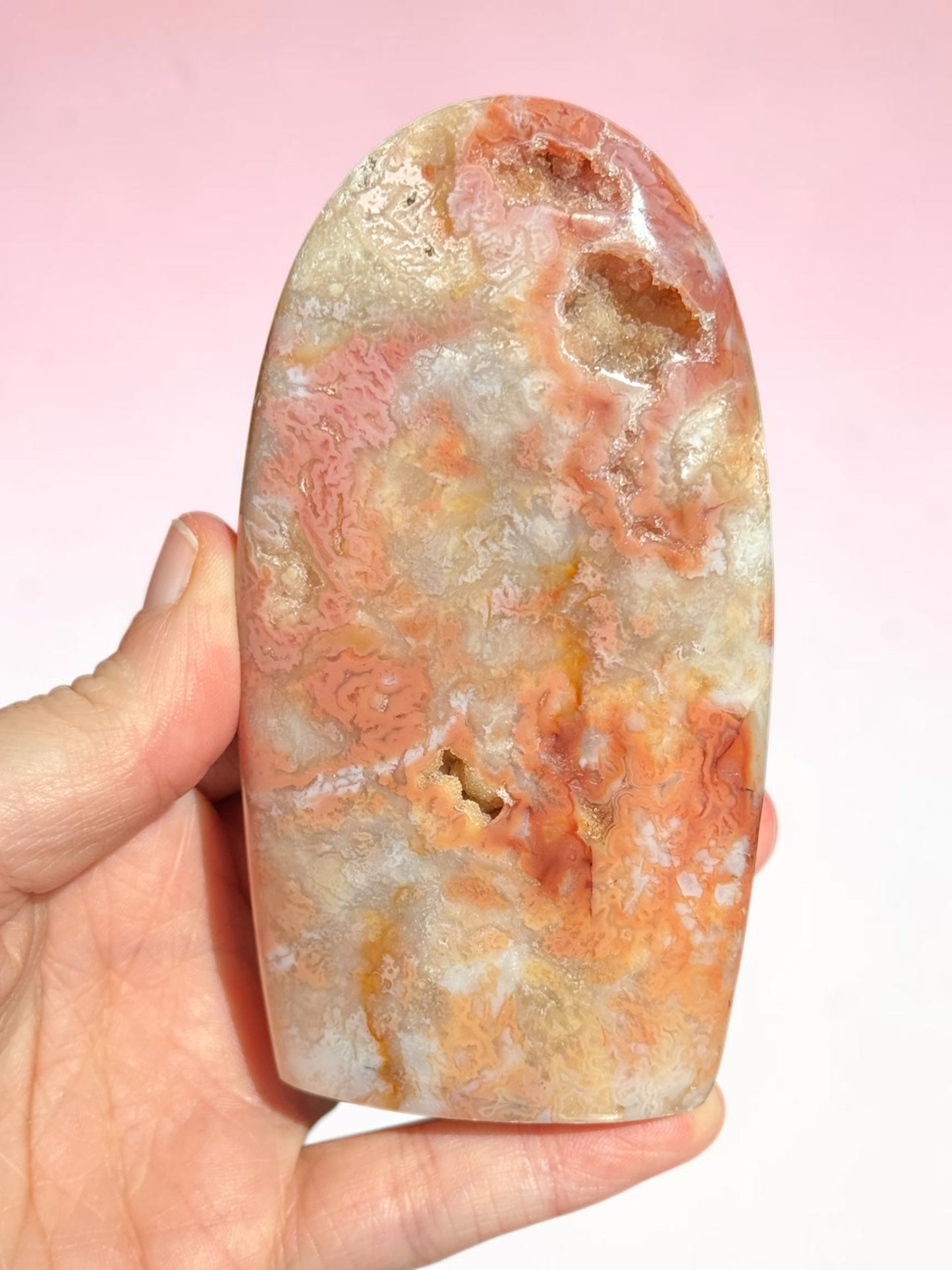 Pink Plume Agate Freeform