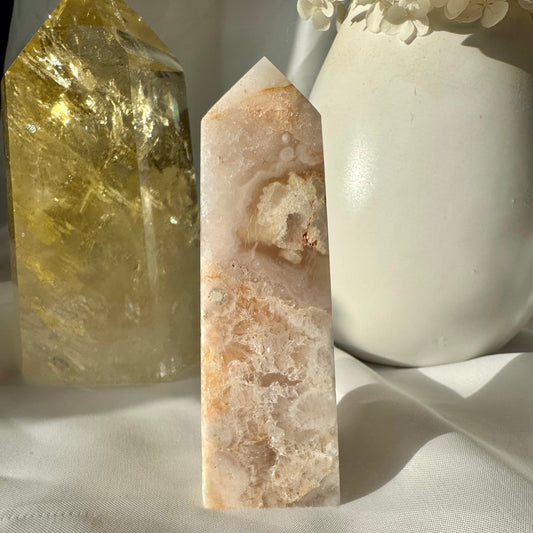 Pink Amethyst and Flower Agate Point (R) 9cm