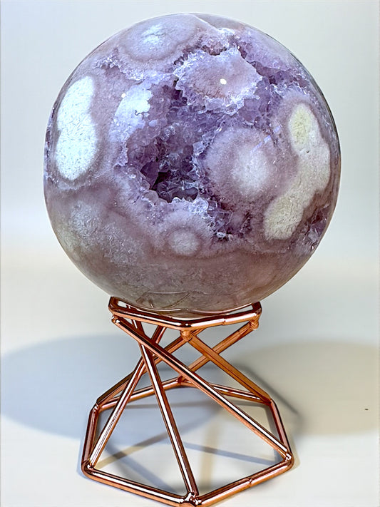 Pink Amethyst + Amethyst + Flower Agate Sphere 6.5cm
