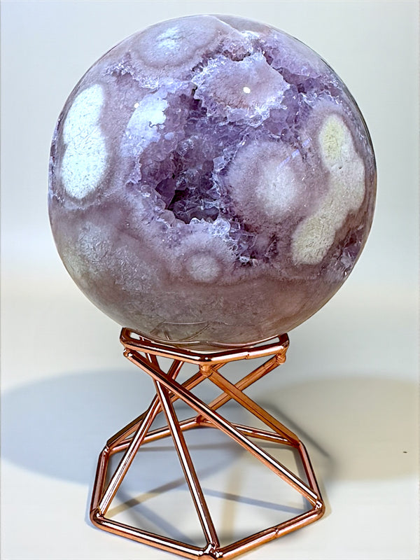 Pink Amethyst + Amethyst + Flower Agate Sphere 6.5cm