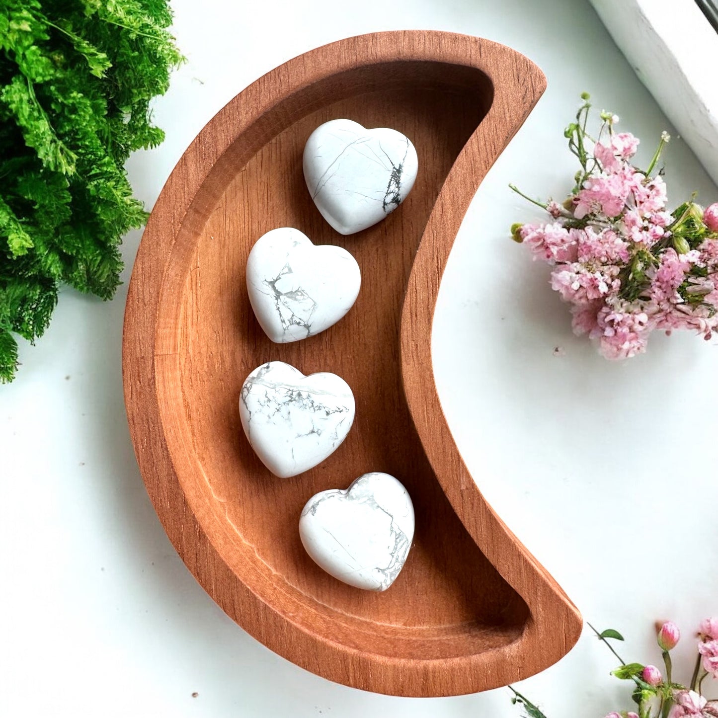 Howlite Heart Carvings