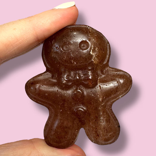 Strawberry Quartz Gingerbread Man Carving