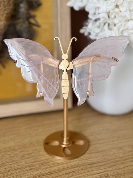 Rose Quartz Butterfly on Stand