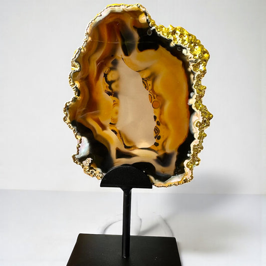 Gold Plated Agate Slice on Stand