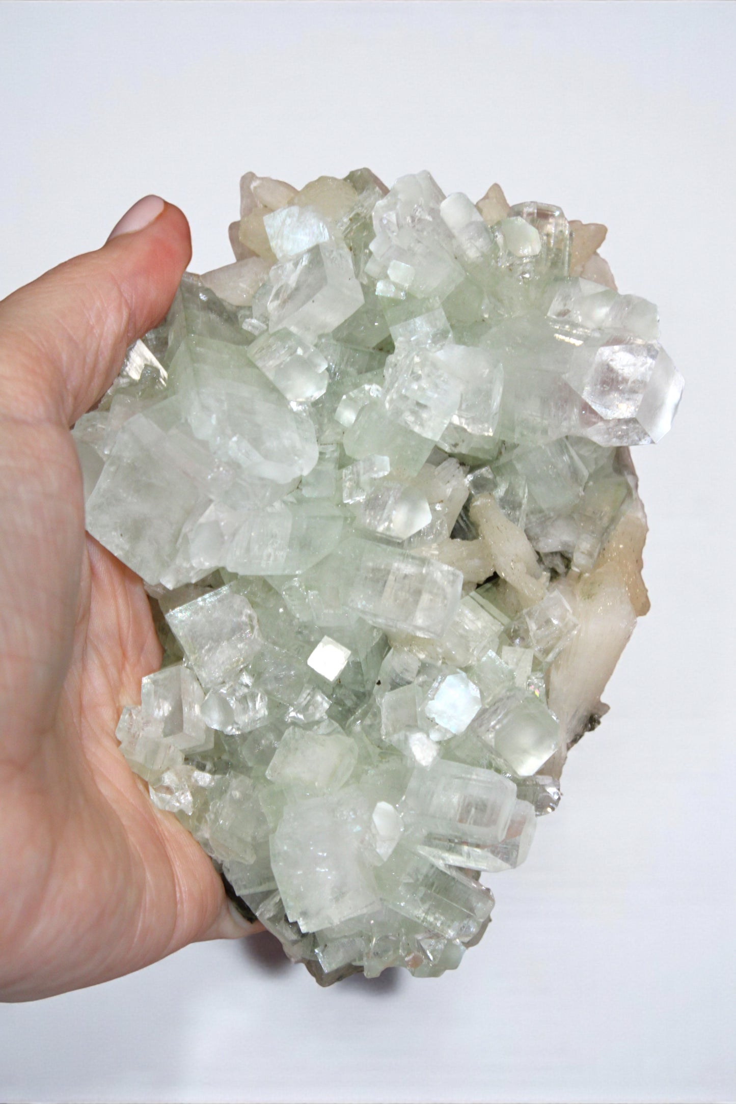 Sea Foam Green Apophyllite with Peach Silbite Specimen