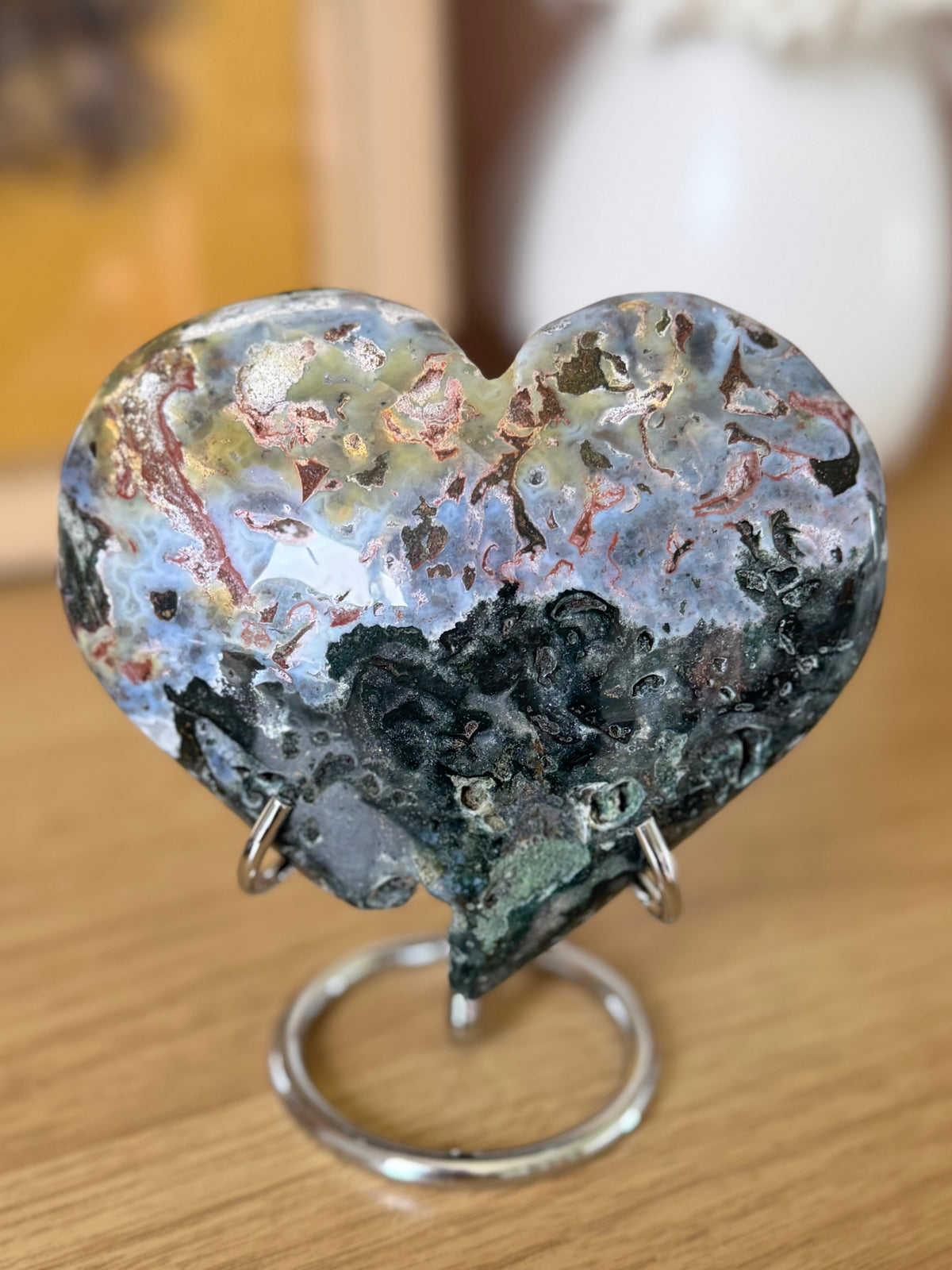 Sea Jasper Heart Carving
