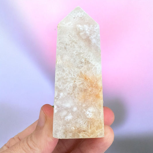 Flower Agate And Pink Amethyst Point (km)
