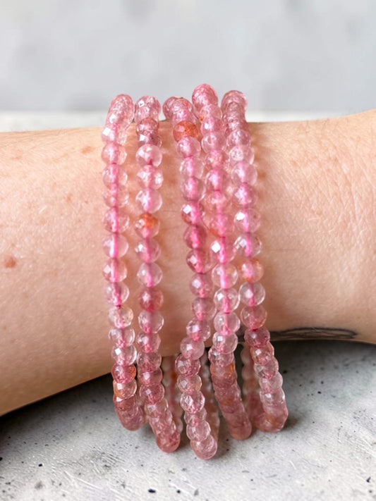 Strawberry Quartz Faceted Bead Bracelets
