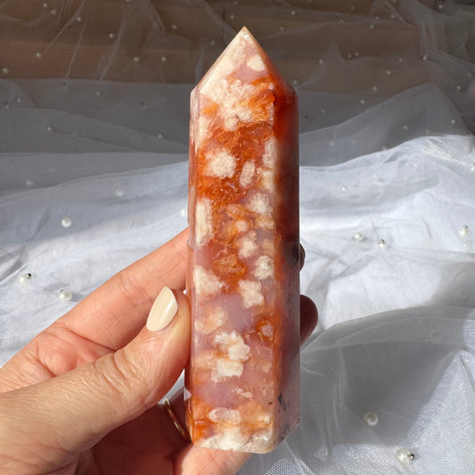 Carnelian and Flower Agate Tower
