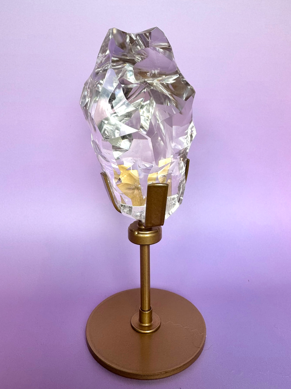 Sculpted HQ Clear Quartz on Stand