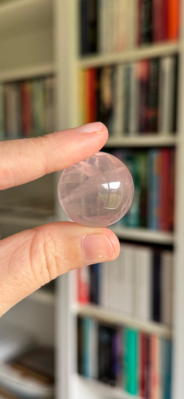 HQ Water Rose Quartz Sphere with Asterim