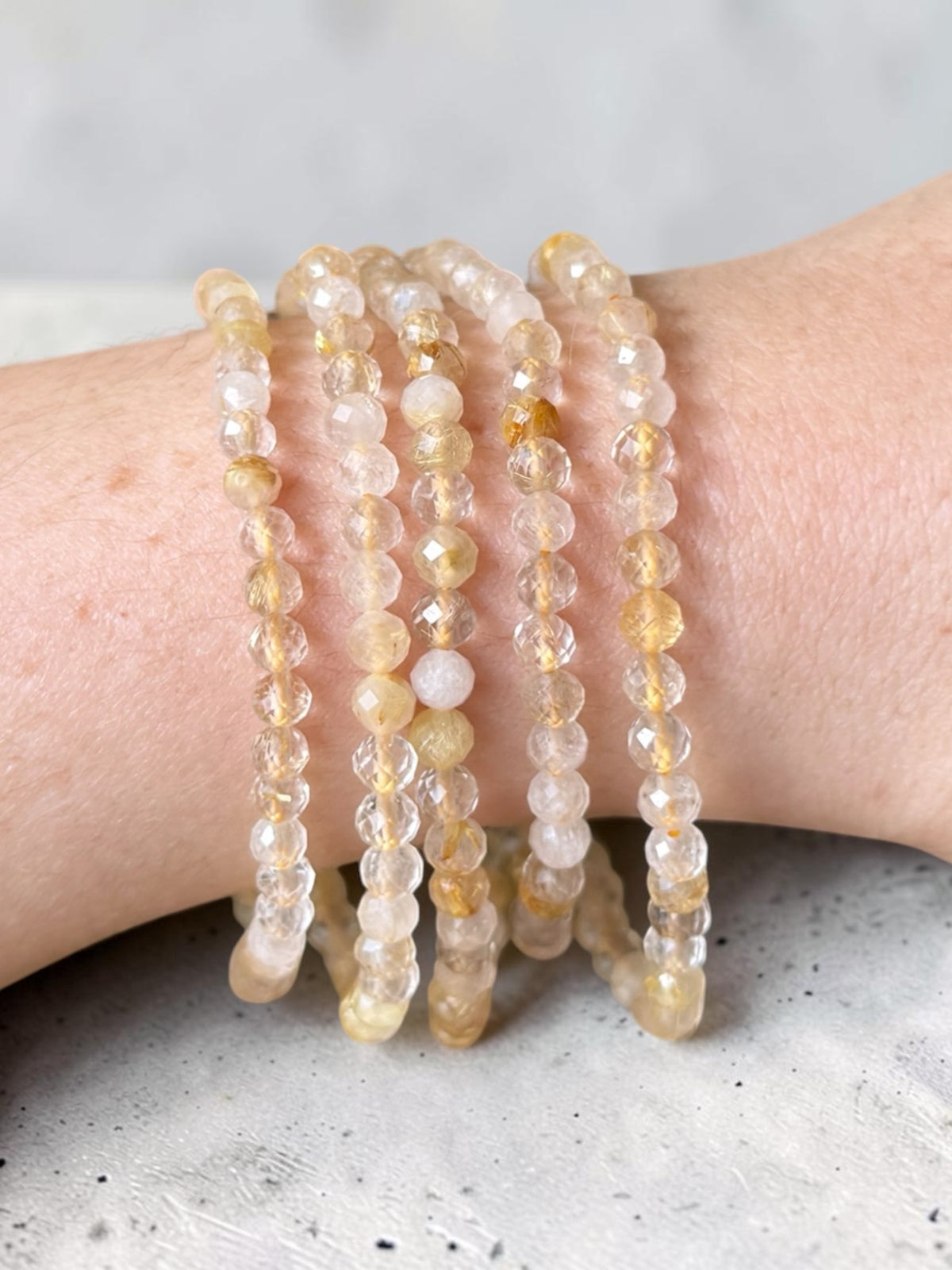 Golden Rutile Faceted Bead Bracelets