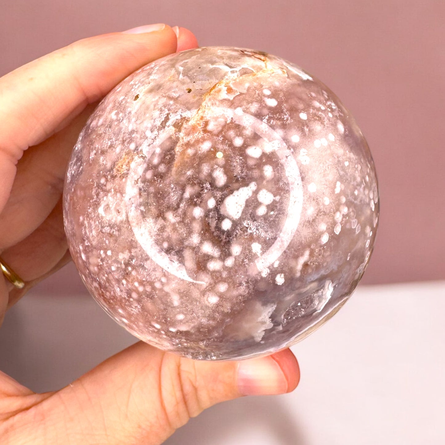 Flower Agate And Pink Amethyst Sphere