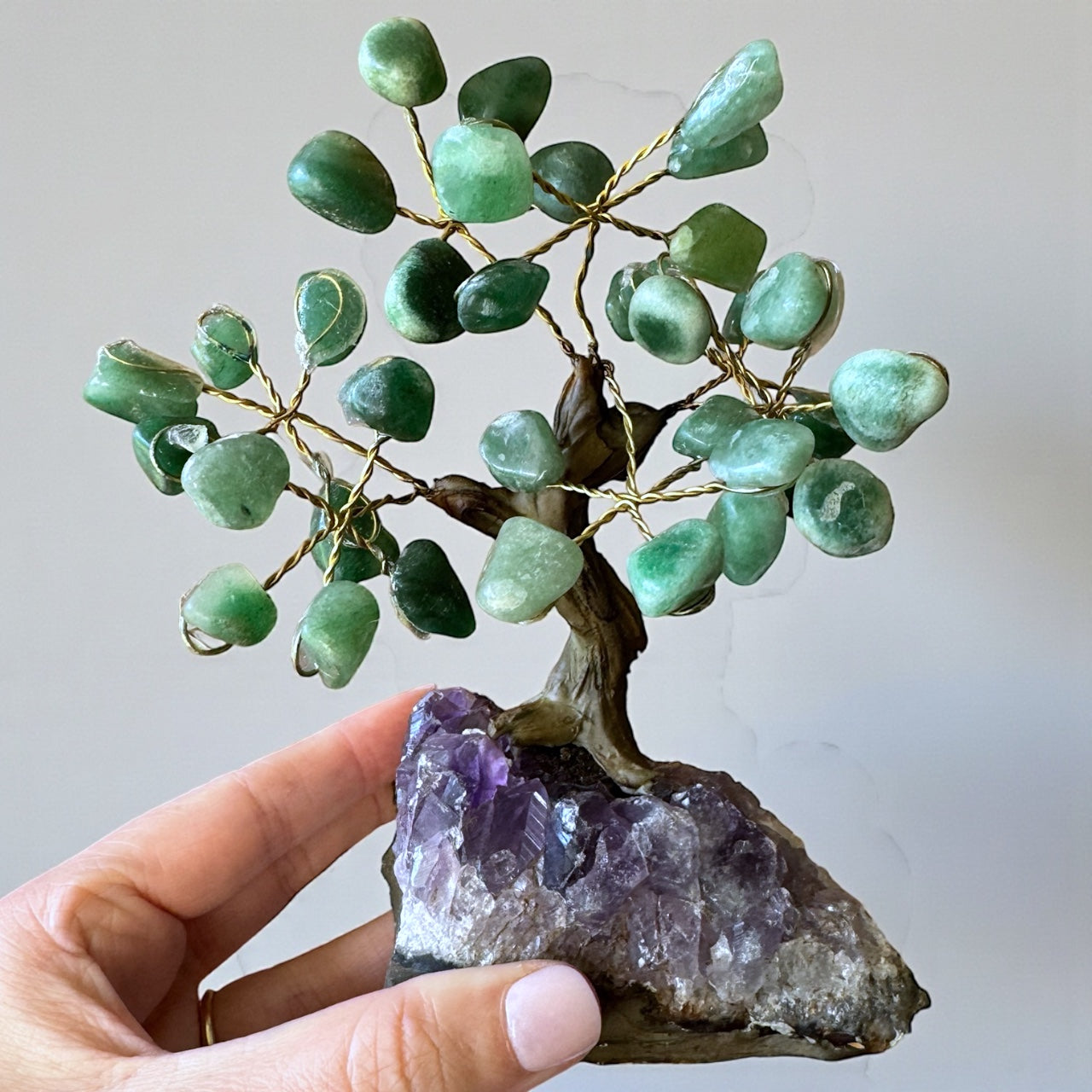 Green Aventurine and Amethyst Chip Tree