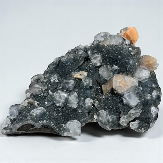 Druzy Black Chalcedony with Apophyllite and Peach Stilbite Specimen 3.865kg