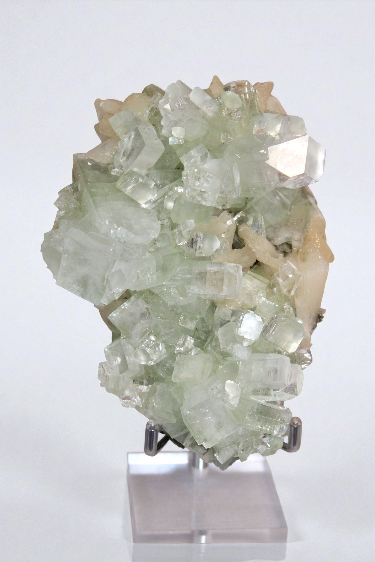 Sea Foam Green Apophyllite with Peach Silbite Specimen